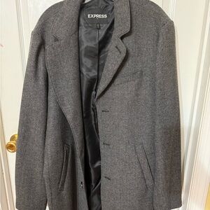 Express Charcoal Herringbone Blazer